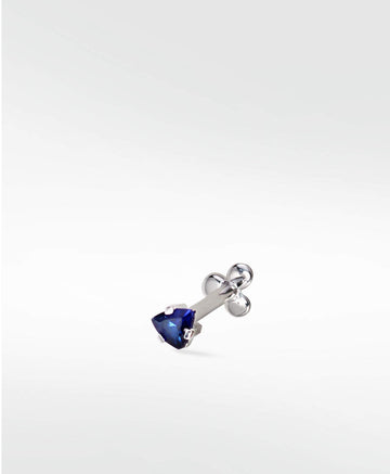 Trillion Blue Sapphire Labret Earring - Lark and Berry